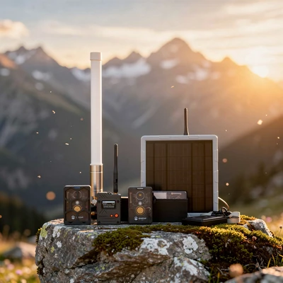 SenseCAP Meshtastic Starter Kit with Solar Node P1 base station and two Card Tracker T1000-E units