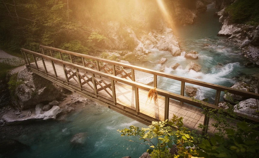 A river-carved limestone canyon at the southern edge of Triglav National Park